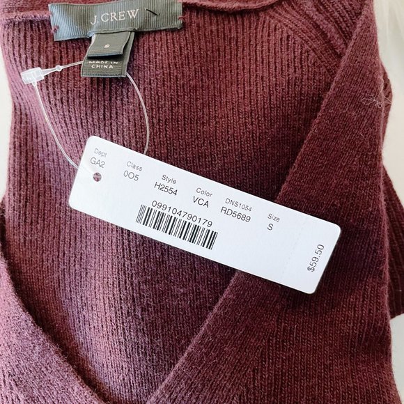 J Crew Peplum Sleeve V-Neck Sweater Top Size Small - Picture 10 of 11
